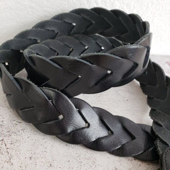 Vintage Bohemian Braided Leather Belt Enameled Metalwork Mandala Buckle main image 4